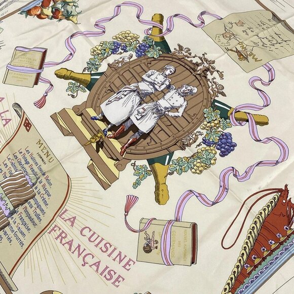 Auth HERMES Carre 90 - Light Blue Cream Multi Scarf - Picture 6 of 7